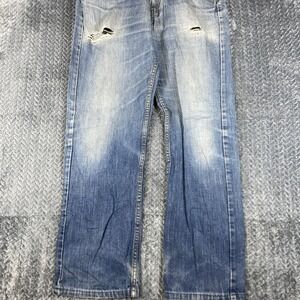 Levi"s 751 Mens Jeans 33x34 Relaxed Straight Cut Medium Wash Distressed